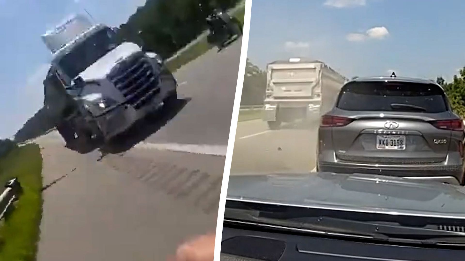 Video: Polizist der State Patrol in Jackson County, Ohio, beinahe von Sattelschlepper erfasst
