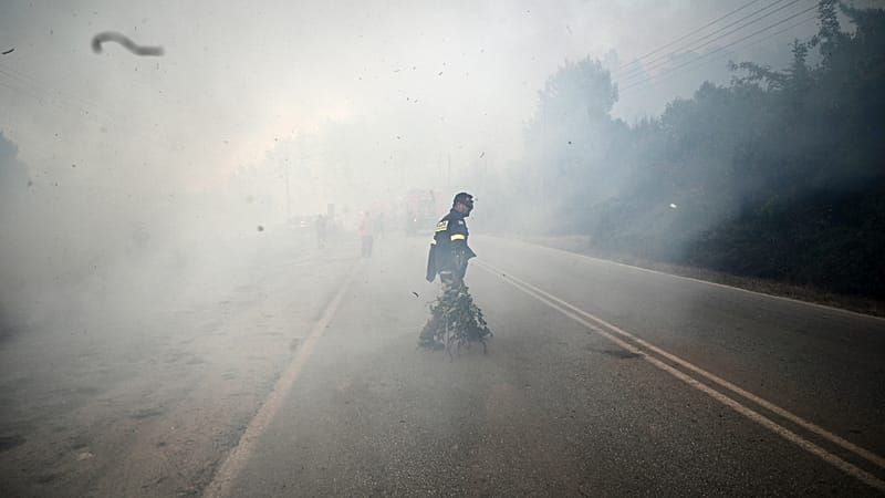 Video: "Feuerwand" treibt Urlauber ins Meer: Waldbrände wüten in Europa