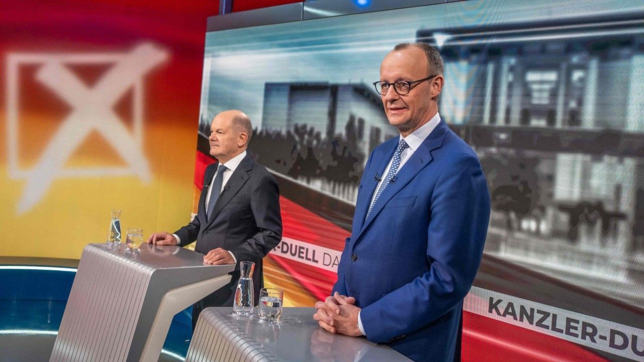 Olaf Scholz und Friedrich Merz bei ihrem letzten TV-Duell