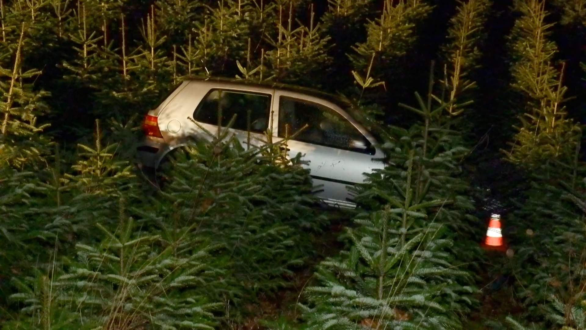 Video: Verfolgungsjagd endet im Weihnachtsbaum