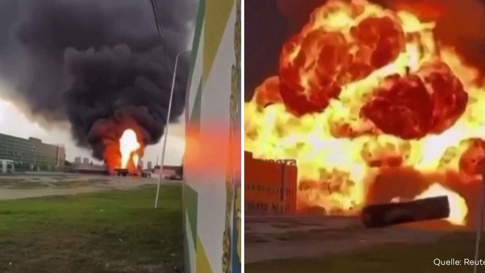 Tankstellen-Explosion in Grosny: Aufnahmen zeigen riesigen Feuerball