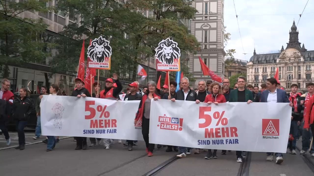 Video: Tarifstreit in Bayern: IG Metall fordert fünf Prozent mehr Gehalt